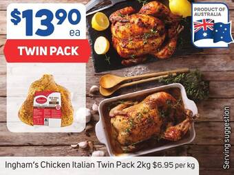 Foodland Ingham's Chicken Italian Twin Pack 2kg offer