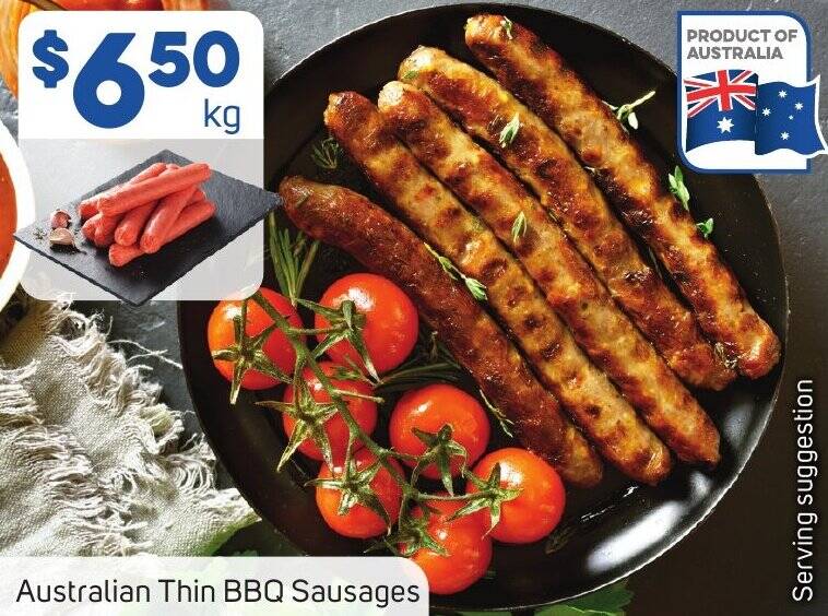Australian Thin BBQ Sausages offer at Foodland