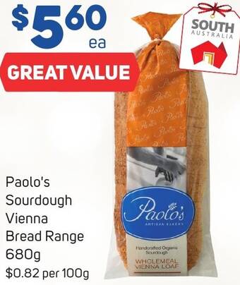 Foodland Paolo's Sourdough Vienna Bread Range 680g offer