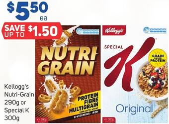 Foodland Kellogg's Nutri-Grain 290g or Special K 300g offer