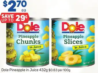 Foodland Dole Pineapple in Juice 432g offer