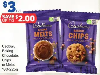 Cadbury Baking Chocolate, Chips or Melts 180-225g