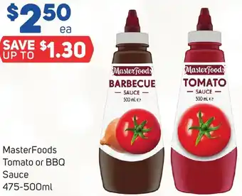 Foodland MasterFoods Tomato or BBQ Sauce 475-500ml offer