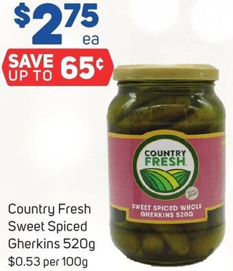 Foodland Country Fresh Sweet Spiced Gherkins 520g offer