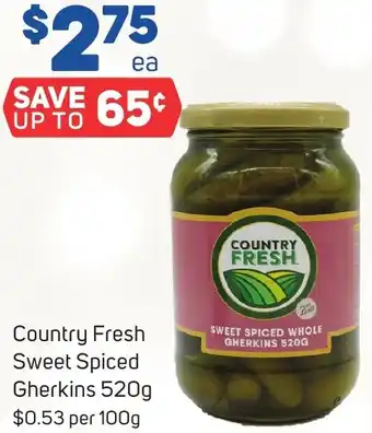 Foodland Country Fresh Sweet Spiced Gherkins 520g offer