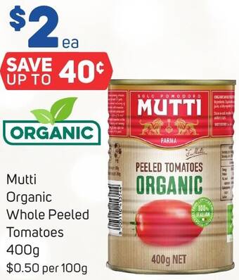 Foodland Mutti Organic Whole Peeled Tomatoes 400g offer