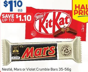 Foodland Nestlé, Mars or Violet Crumble Bars 35-56g offer