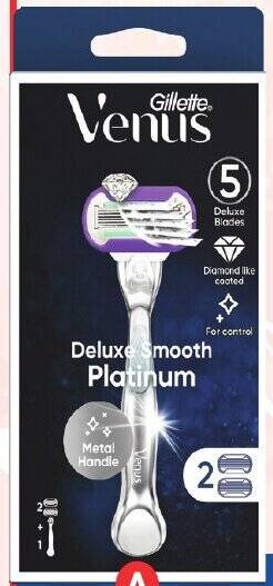 Foodland Gillette Venus Deluxe Smooth Platinum Razor + 2 Razor Blades offer