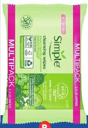 Foodland Simple Kind to Skin Biodegradable Facial Cleansing Wipes 50s offer