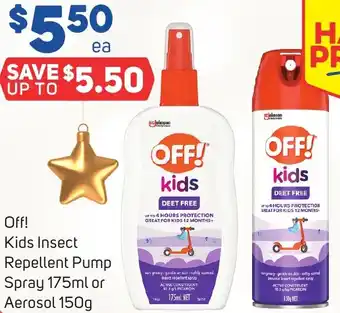 Off! Kids Insect Repellent Pump Spray 175ml or Aerosol 150g