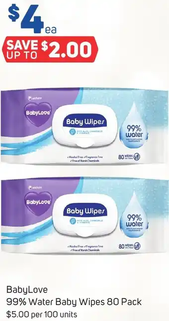 BabyLove 99% Water Baby Wipes 80 Pack