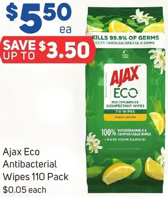 Ajax Eco Antibacterial Wipes 110 Pack