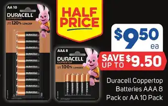 Duracell Coppertop Batteries AAA 8 Pack or AA 10 Pack
