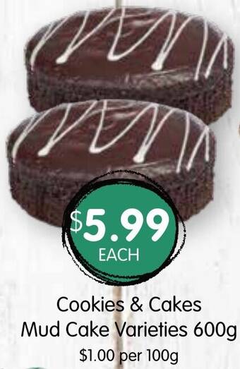 Spudshed Cookies & Cakes Mud Cake Varieties 600g offer