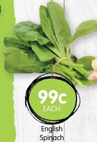 Spudshed English Spinach offer