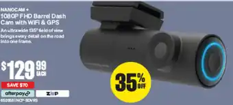 1080P FHD Barrel Dash Cam with WiFi & GPS