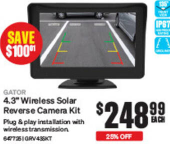 SuperCheap Auto 4.3" Wireless Solar Reverse Camera Kit offer