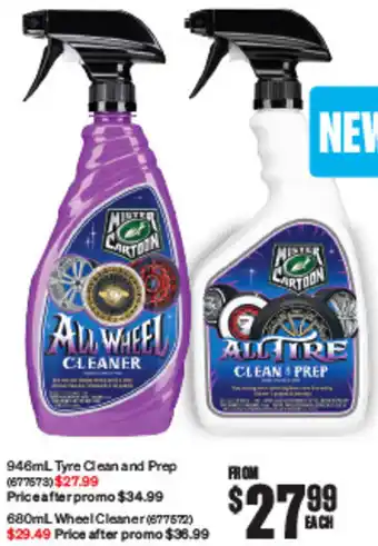 946ml Tyre Clean and Prep or 680mL Wheel Cleaner