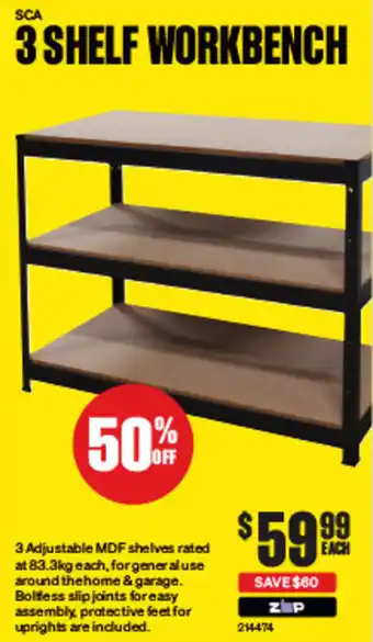SuperCheap Auto 3 SHELF WORKBENCH offer