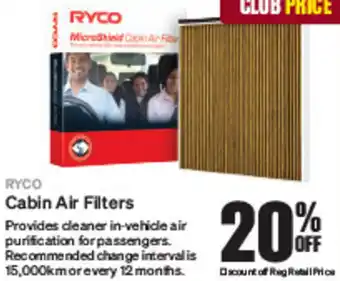 SuperCheap Auto Cabin Air Filters offer