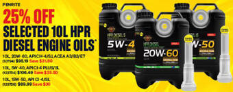 SuperCheap Auto SELECTED 10L HPR DIESEL ENGINE OILS offer