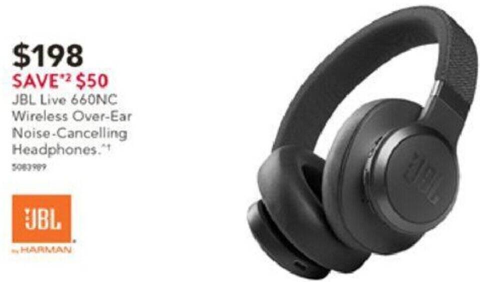 JBL Live 660NC Wireless OverEar NoiseCancelling Headphones offer at