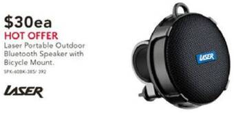 Harvey Norman Laser Portable Outdoor Bluetooth Speaker with Bicycle Mount offer