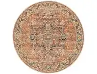 LivingStyles Legacy No.850 Bohemian Round Rug, 150cm, Salmon / Midnight offer
