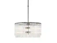 LivingStyles Zara Glass Tube Droplet Pendant Light, 2 Tier Round, Black offer
