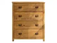 LivingStyles Flinders Timber 4 Drawer Tallboy, Natural offer