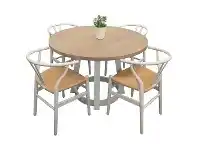 LivingStyles Havana 5 Piece Wooden Round Dining Table Set, 120cm offer