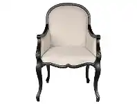 LivingStyles Jessica Linen Fabric & Oak Timber Armchair, Black Oak / Oatmeal offer