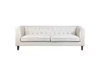 LivingStyles Tuxedo Tufted Fabric Sofa, 3 Seater, Oatmeal offer