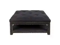 LivingStyles Serena Tufted Fabric Square Ottoman, 90cm, Black offer