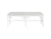 LivingStyles Chippendale Birch Timber Bench with Linen Seat, 135cm, White offer