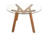 LivingStyles Finland Glass Topped Beech Timber Round Dining Table, 120cm offer