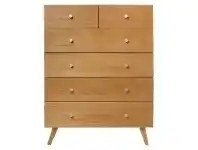 LivingStyles Miami Tasmanian Oak Timber 6 Drawer Tallboy offer