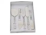 LivingStyles Gracie 5 Piece Stainless Steel Cheese Knife Gift Set, Silver offer
