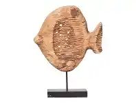 LivingStyles Neptune Chiselled Mango Wood Tall Fish Decor offer