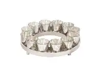 LivingStyles Zofia 12 Piece Glass Votive Set with Metal Tray, Round offer