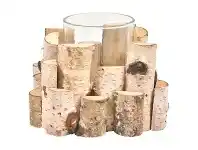 LivingStyles Channing Birch Wood Round Tealight Holder, Small offer