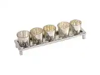 LivingStyles Zofia 5 Piece Glass Votive Set with Metal Tray, Rectangular offer