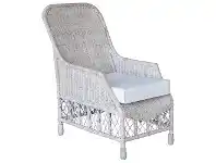 LivingStyles Savannah Lattice Rattan Lounge Armchair, White Wash offer