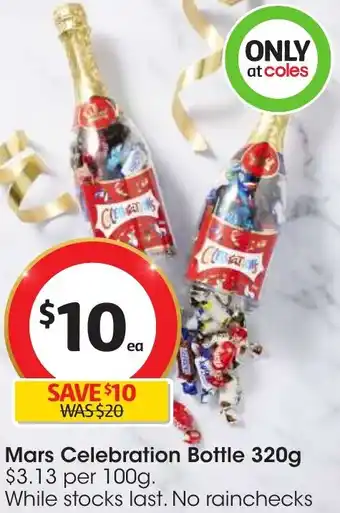 Coles Mars Celebration Bottle 320g offer