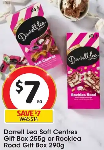 Coles Darrell Lea Soft Centres Gift Box 255g or Rocklea Road Gift Box 290g offer
