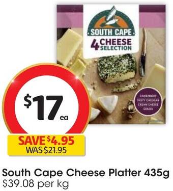 Coles South Cape Cheese Platter 435g offer