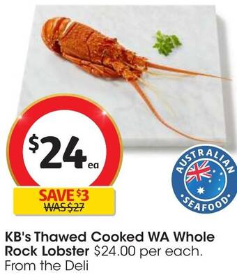 Coles KB's Thawed Cooked WA Whole Rock Lobster offer