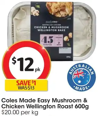 Coles Made Easy Mushroom & Chicken Wellington Roast 600g