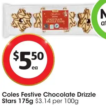 Coles Coles Festive Chocolate Drizzle Stars 175g offer