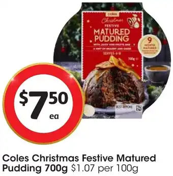 Coles Christmas Festive Matured Pudding 700g